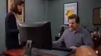Ron Swanson trash computer meme template