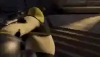 Shrek fighting off knights meme template