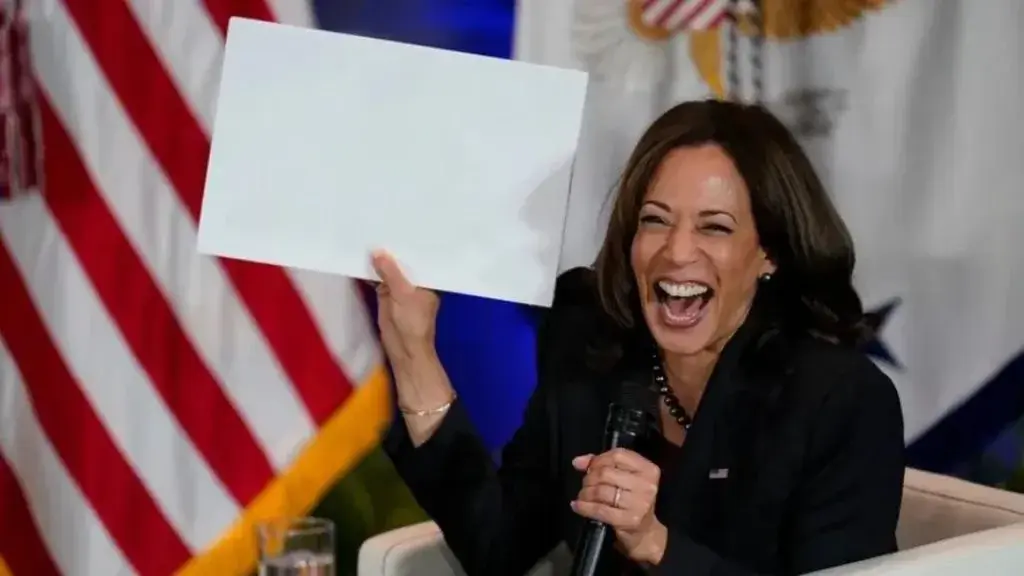 kamala harris holding sign meme template