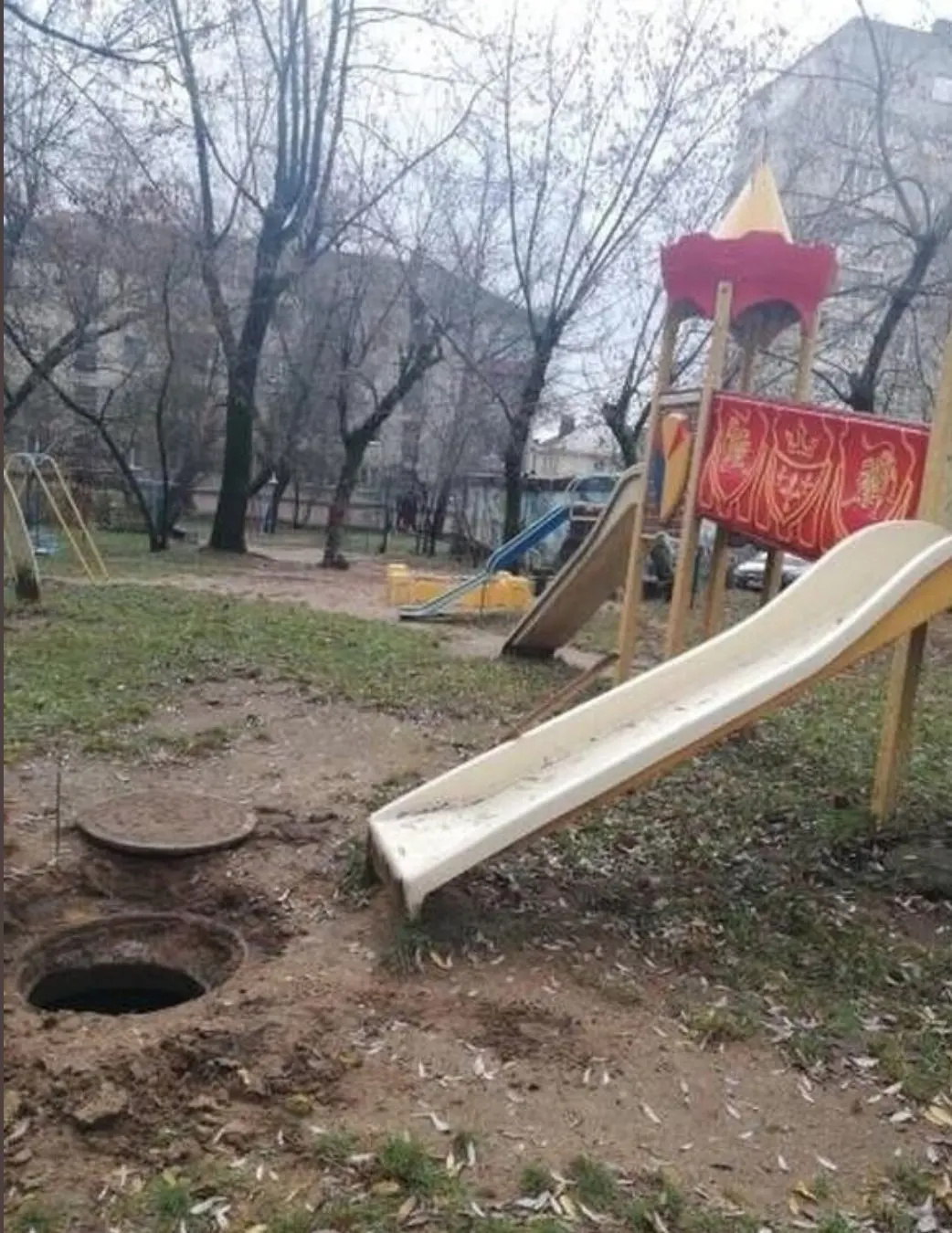 slide leads to manhole meme template